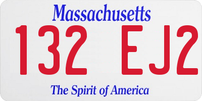 MA license plate 132EJ2