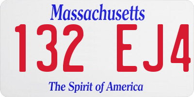 MA license plate 132EJ4