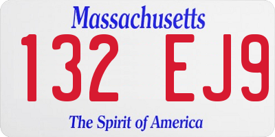 MA license plate 132EJ9