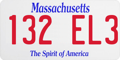 MA license plate 132EL3