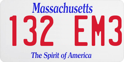 MA license plate 132EM3