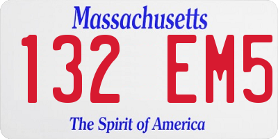 MA license plate 132EM5
