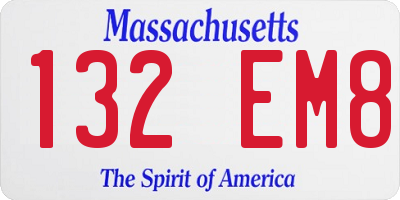 MA license plate 132EM8