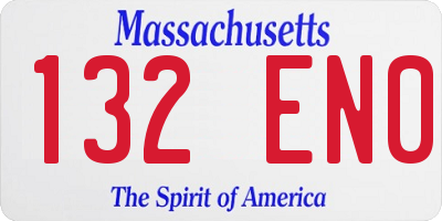MA license plate 132EN0