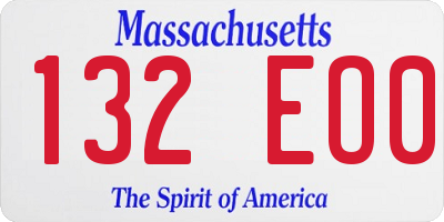 MA license plate 132EO0