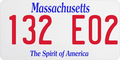 MA license plate 132EO2