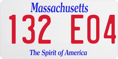 MA license plate 132EO4