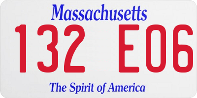 MA license plate 132EO6