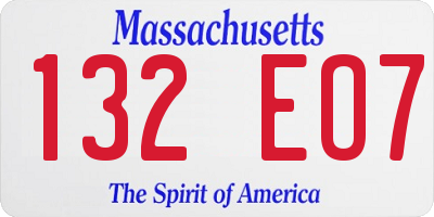 MA license plate 132EO7