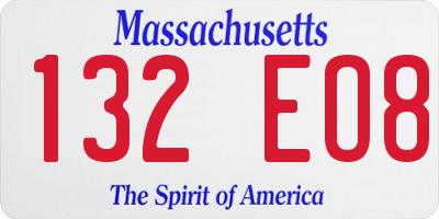 MA license plate 132EO8