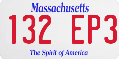 MA license plate 132EP3