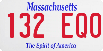MA license plate 132EQ0