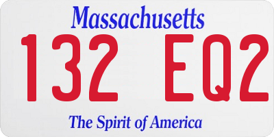 MA license plate 132EQ2