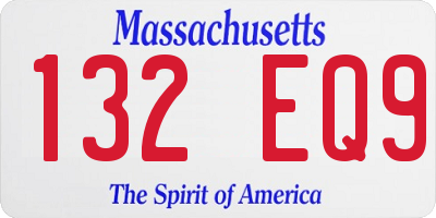 MA license plate 132EQ9