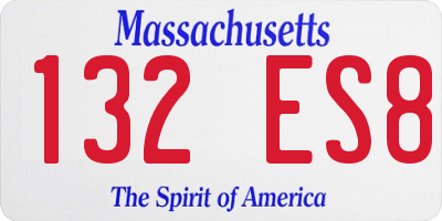 MA license plate 132ES8