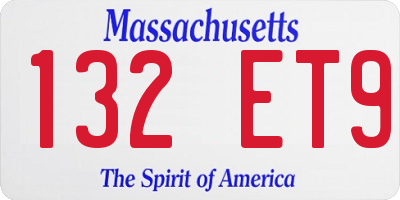 MA license plate 132ET9