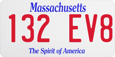 MA license plate 132EV8