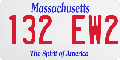 MA license plate 132EW2
