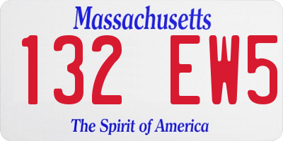 MA license plate 132EW5