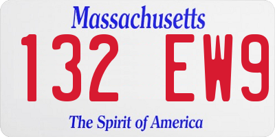 MA license plate 132EW9