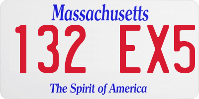 MA license plate 132EX5
