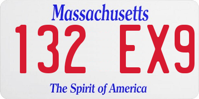 MA license plate 132EX9