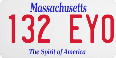 MA license plate 132EY0