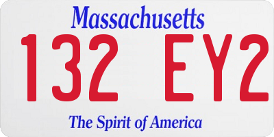 MA license plate 132EY2