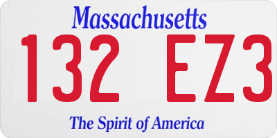 MA license plate 132EZ3