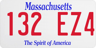 MA license plate 132EZ4