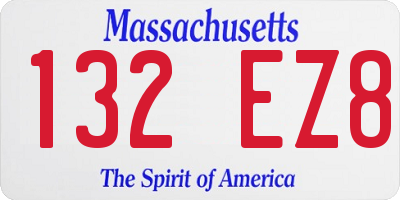 MA license plate 132EZ8