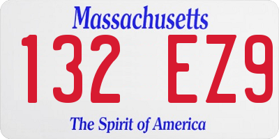 MA license plate 132EZ9