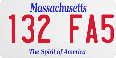 MA license plate 132FA5