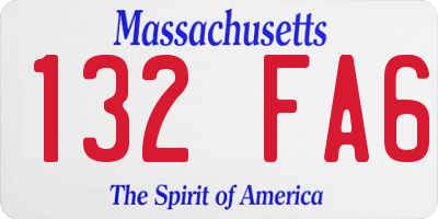 MA license plate 132FA6