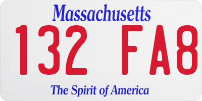 MA license plate 132FA8