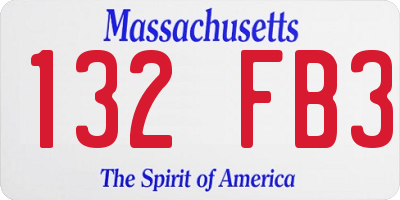 MA license plate 132FB3