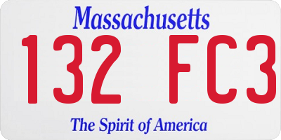 MA license plate 132FC3