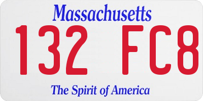 MA license plate 132FC8