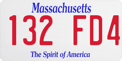 MA license plate 132FD4