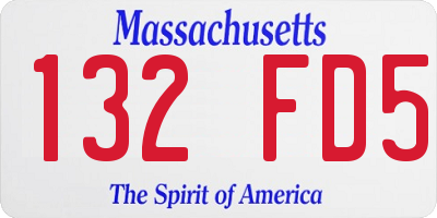 MA license plate 132FD5