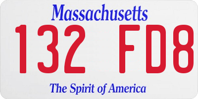 MA license plate 132FD8