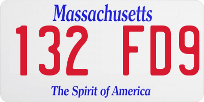 MA license plate 132FD9