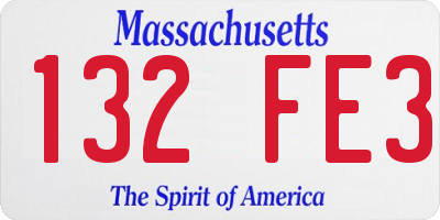 MA license plate 132FE3