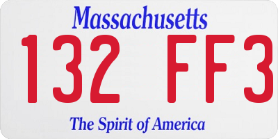 MA license plate 132FF3