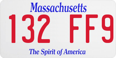 MA license plate 132FF9