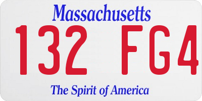 MA license plate 132FG4