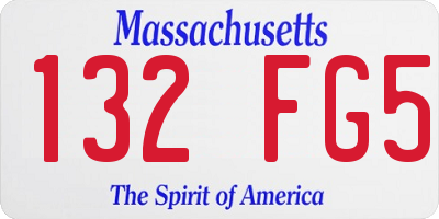 MA license plate 132FG5