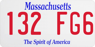 MA license plate 132FG6