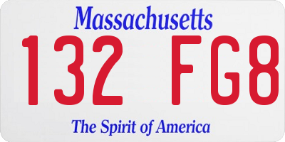 MA license plate 132FG8