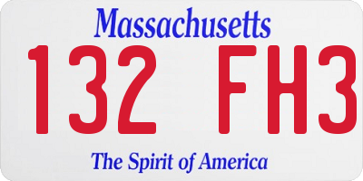MA license plate 132FH3